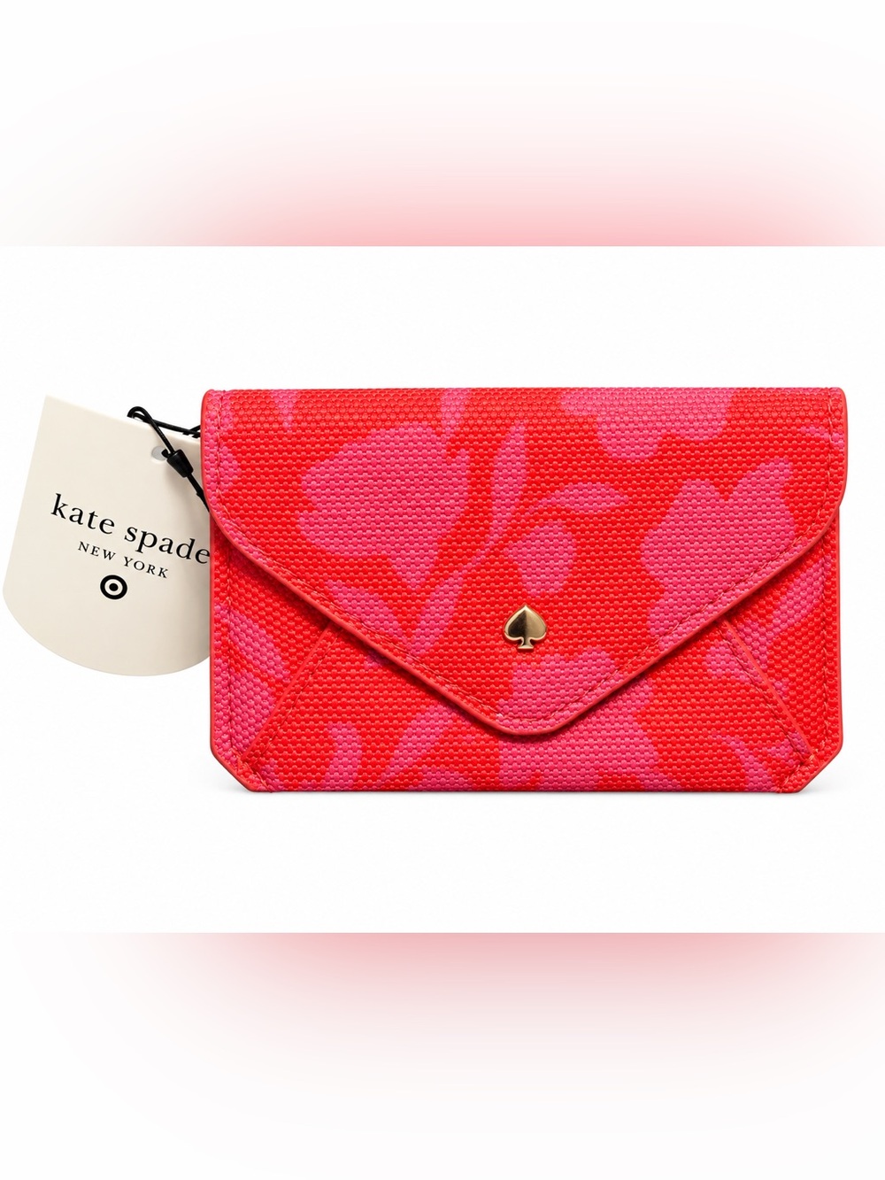 NWT kate spade Pink and Red Floral Envelope coin purse